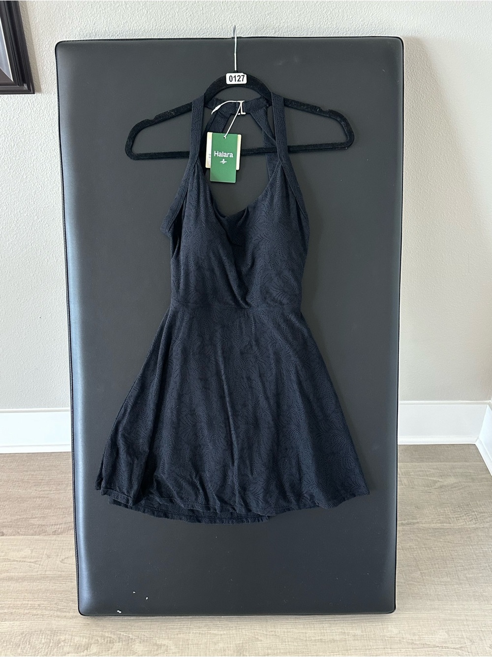 HALARA Black Halter Fit-and-Flare Chemise